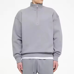 Sweat-shirt polaire d'hiver pour homme, coupe régulière, 400 g/m², 80 % coton, 20 % polyester, demi-zip, quart de zip, poche, séchage rapide - Product Image 6
