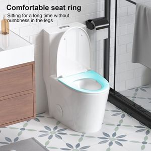 Inodoro de una pieza con doble descarga de 1.1/1.6 GPF, asiento con cierre suave, tanque superior con botón, trampa S, taza alargada de 12 pulgadas y funciones de ahorro de agua - Product Image 6