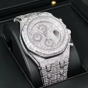 Montre de luxe 41 mm en acier inoxydable, cadran entièrement serti de diamants Moissanite, nouvelle collection, quartz, mode et affaires - Product Image 2