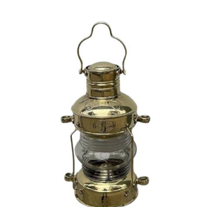 Lanterne à huile vintage en laiton avec tube en verre cylindrique, disponible à prix de gros. - Product Image 2