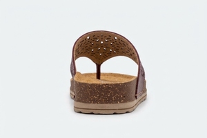Sandales plates en cuir véritable bordeaux, bout ouvert, à enfiler, respirantes, toutes saisons, semelle intermédiaire en EVA, semelle extérieure en caoutchouc, coussin d'air - Product Image 4