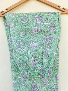 Nouvel ensemble de pyjama 100% coton à fleurs indiennes Costume de nuit en coton sauge florale - Product Image 5