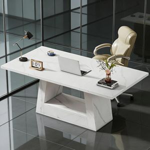 Scrivania Direzionale in Finto Marmo e Legno, Elegante Scrivania da Ufficio - Product Image 3