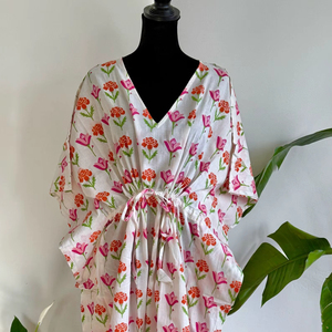 Robe élégante de style bohème, nouvelle collection d'été, imprimé coton, style bohème, kaftan de luxe, ensemble de kaftan pour femmes, abaya en coton, robe longue - Product Image 1