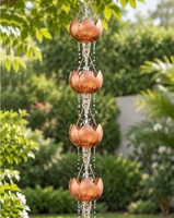 Chaîne de pluie décorative en cuivre pour gouttières, décoration extérieure de jardin, descente de pluie, chaîne de pluie en aluminium, vente en gros