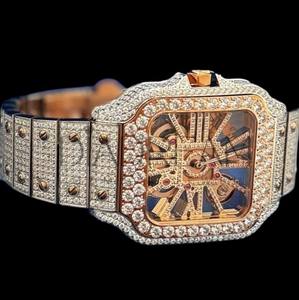 Reloj de Pulsera de Lujo para Hombre, con Esfera Blanca, Oro Blanco, Personalizado, con Diamantes Moissanite, Estilo Hip Hop - Product Image 5