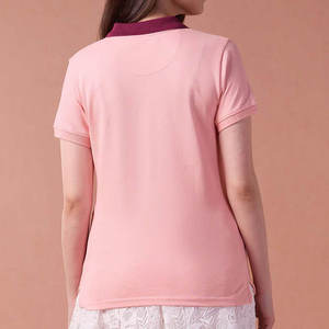 Women <b>Short</b> <b>Sleeve</b> Polo Shirt Solid Color Contrast Collar <b>Button</b> <b>Up</b> Casual Knitted Top Custom Logo - Product Image 4