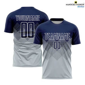 Soccer Game Training Wear Premium Custom <b>Silver</b> Navy-<b>White</b> Sublimation Uniform Jersey Short Breathable Tagless Collar Clean - Product Image 6