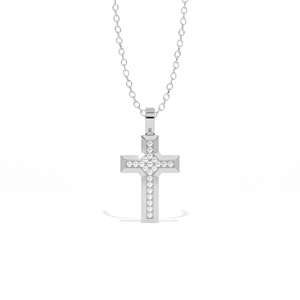 Colgante de Cruz Chapado en Oro de 18K con Diamantes Cultivados en Laboratorio Aarinya, con Diamantes Redondos de Corte Brillante, Joyería Unisex para Bodas y Fiestas - Product Image 4