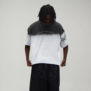 mens oversized boxy fit t shirt drop shoulder loose fit heavy cotton streetwear blank <b>tshirt</b> custom logo apparel - Product Image 1