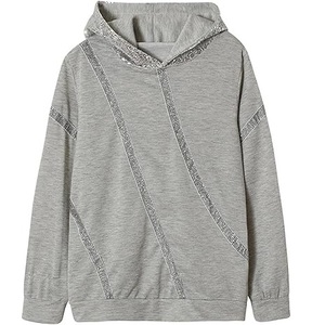 Sudadera con Capucha Extra Grande para Mujer, con Rayas de Lentejuelas, Hombros Caídos, Manga Larga, Tejida, Estilo Otoñal - Product Image 6