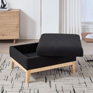 Poggiapiedi/Divanetto da Caffè Reversibile da 86 cm (33.86 pollici) con Coperchio, Base in Legno Imbottita, Gambe in Legno di Gomma per Stoccaggio e Utilizzo come Poggiapiedi - Product Image 4