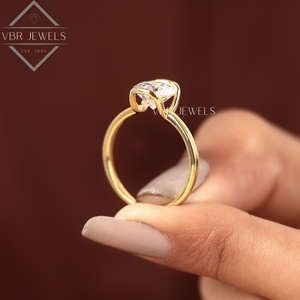 Anillo Solitario de Diamante Cultivado en Laboratorio de Lujo, Oro Amarillo de 14K, Bisel, Anillo de Compromiso, Boda, Joyería Nupcial, Regalo, Joyería Fina para Mujer, IGI - Product Image 5