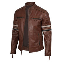 Blouson Bomber en Cuir de Vachette Marron pour Homme, Col Montant, Fermeture Éclair, Manches Classiques, Hiver, Couleur Unie, Écologique