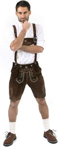 Lederhosen brodés de style ancien, grande taille, pour hommes |   Shorts en cuir bavarois d'inspiration antique |   Costume d'Oktoberfest fait main - Product Image 5