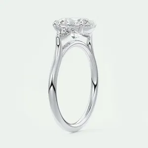 Moissanite Engagement <b>Ring</b> <b>925</b> Sterling <b>Silver</b> White Gold Plated Oval Cut Luxury Wedding <b>Ring</b> for Women - Product Image 1