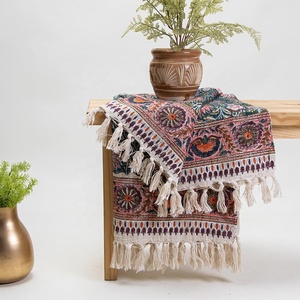 Jeté de coton indien bohème de luxe moderne literie de canapé rectangulaire écologique avec glands pour couverture de voyage - Product Image 5