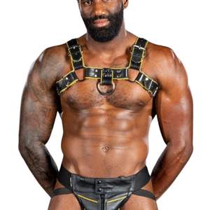 Harnais en cuir pour homme Bulldog 2.0 noir, ajustable, en cuir premium, pour clubbing - Product Image 1