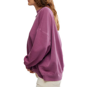 Sudadera de cuello alto de algodón suave estilo streetwear personalizada, suéter oversize de felpa para mujer - Product Image 3