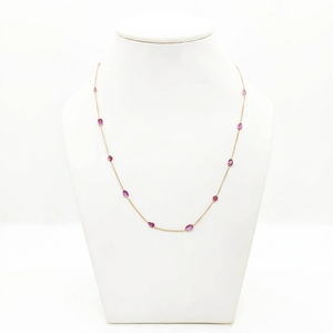 Collar con Zafiro Rosa Natural en Oro Amarillo Sólido de 18K – Cadena con Gema Rosa de Corte Pera Engastada en Bisel, Piedra de Nacimiento de Septiembre - Product Image 3