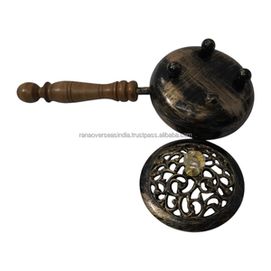 Quemador de Incienso de Hierro Negro Antiguo de Primera Calidad, Soporte para Incienso de Aromaterapia con Mango de Madera Hecho a Mano - Product Image 5