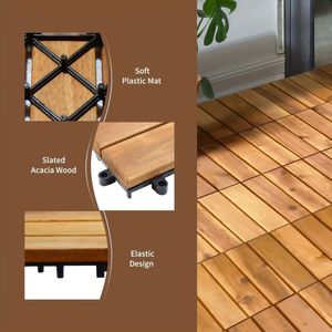 27pcs <b>Interlocking</b> 11.8 X 11.8in Wood Deck <b>Tiles</b> for Patio Garden Deck Poolside-Outdoor Flooring Decking - Product Image 4