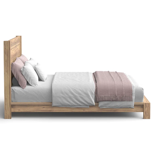 Cama moderna de madera maciza ecológica de primera calidad, Marco al por mayor con acabado de cepillo de alambre, muebles de dormitorio suaves y cómodos - Product Image 6