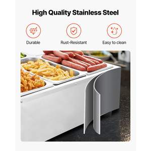 Calentador de Alimentos Eléctrico Comercial de Acero Inoxidable de 1500W, 6 Recipientes, Calentamiento Rápido, Buffet de Mostrador, Baño María, Cable de Alimentación para Catering - Product Image 4