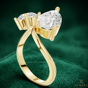 Anillo de Compromiso de Lujo con Diamante Cultivado en Laboratorio con Corte de Pera para Mujer |   Anillo Abierto de Oro Sólido 9KT/10KT/14KT/18KT, Certificado IGI, 2.5-3.5 - Product Image 4