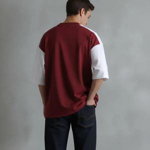 Custom Logo Boxy Fit Men'S <b>Tshirt</b> Heavyweight Cotton 240gsm Rib CrewNeck Drop Shoulder Oversized Streetwear T-Shirts for Men - Product Image 3