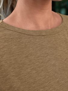 <b>Women's</b> Olive Crew Neck Short Sleeve Loose Fit Cotton Jersey T-Shirt Casual Solid Color Breathable Spring Summer <b>Top</b> - Product Image 2