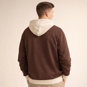 Sweat-shirt à capuche surdimensionné pour homme, couleur unie, 100% coton, tissu molletonné français, vêtement décontracté, coupe classique, longueur normale, automne - Product Image 3