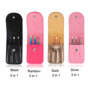 Kit de pinzas para cejas profesional de lujo, recién llegado, 3 piezas, negro, rosa, dorado, juego de pinzas para cejas de acero inoxidable - Product Image 2