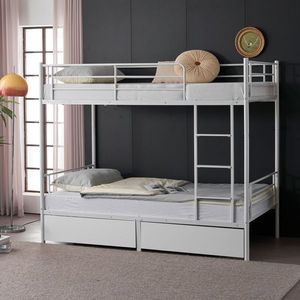 Letto a Castello Convertibile in Metallo Stabile con 2 Cassetti Contenitore, Divisibile in 2 Letti Singoli, Bianco - Product Image 6