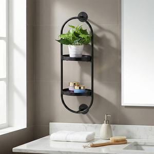Mejor Shopee OEM Diseño moderno Metal Montado en la pared Estante de baño Organizador de almacenamiento para el hogar para hoteles Esquina-para artículos para el hogar DIY - Product Image 1