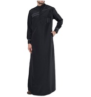 Thobe pour homme à manches longues, col montant, en coton, longueur au sol, style Moyen-Orient, couleur unie, respirant, pour usage quotidien décontracté