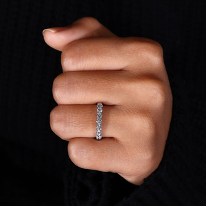 Round Diamond Half Eternity Band Minimalist Wedding <b>Ring</b> Dainty <b>Stacking</b> Band Lab Grown Diamond <b>Ring</b> - Product Image 4