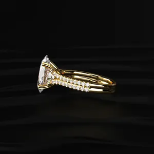 Oval Cut Dual <b>Split</b> Engagement <b>Ring</b> Classic Lab Grown Diamond Gold Plated 10-18K Wedding Anniversary Gift VVS-VS Clarity IGI - Product Image 3