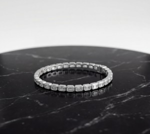 Bracelet chaîne et maillons en argent sterling, or rose, élégant, avec diamant taille émeraude, bijoux de luxe étincelants pour femme, cadeau pour mariage ou fête - Product Image 6