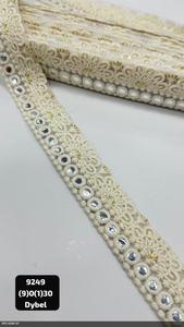 Rollo de 9 Metros de Encaje con Diseño Floral y de Hojas, con Efecto Espejo, de 3 cm de Ancho, para Ropa Étnica, Bolsos, Zapatos y Textiles para el Hogar - Product Image 1