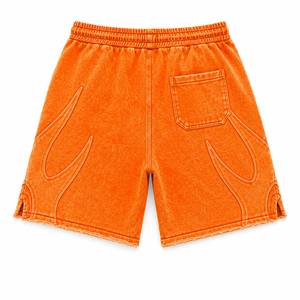 Men's Fleece <b>Shorts</b> Elastic Waist Drawstring Side <b>Zip</b> <b>Pockets</b> Sporty Style Sand Wash Midweight Summer Wear - Product Image 2