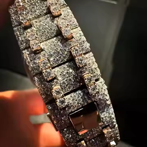 Reloj de Lujo para Hombre, 41 mm, Cuarzo, Acero Inoxidable, Cuadrado, con Diamantes Moissanite VVS, Estilo Hip Hop, de Negocios, con Fecha - Product Image 4