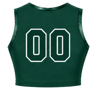 Maillot de cheerleading vert foncé sans manches, coupe courte, respirant, uniforme sportif personnalisé pour l'entraînement d'équipe, tenue athlétique de performance - Product Image 2