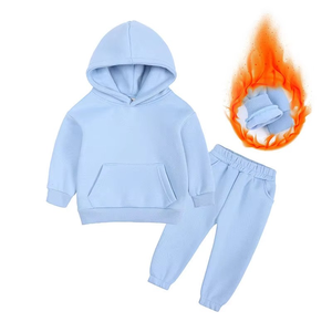 Ensemble de survêtement gris à capuche pour enfants, sweat-shirt et pantalon décontractés à manches longues avec poches latérales, en coton respirant, pour l'automne - Product Image 3