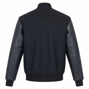 Veste d'hiver pour homme VIBE SEWN, style boutonné, en laine coupe-vent, en cuir tissé, manches longues, best-seller, doublure en laine noire - Product Image 2