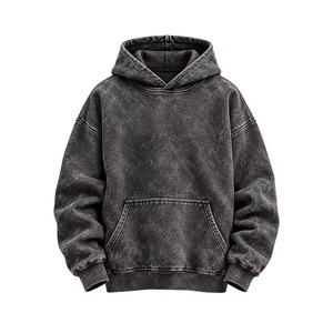 Men's <b>Oversized</b> Acid Wash Hoodie <b>Vintage</b> Raglan Sleeve <b>Sweatshirt</b> with Front Pocket - Product Image 2