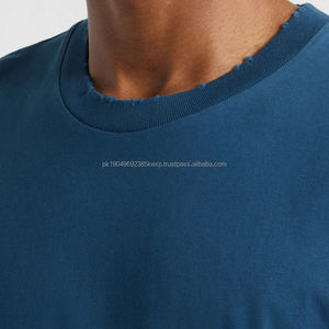 T-shirt en jersey de coton biologique, col rond oversize, t-shirt pour homme, manches courtes, t-shirt d'été pour homme, t-shirt avec logo - Product Image 3