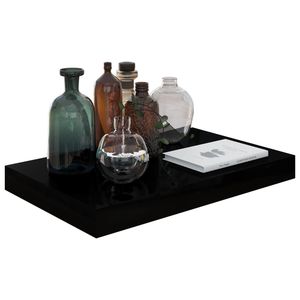 ชุดชั้นวางติดผนัง MDF ลายรังผึ้งสีดำเงาสูง 2 ชิ้น พร้อมโครงโลหะ - Product Image 3