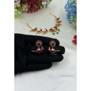 Indian Ethnic Tara Traditional Hasli Necklace-Gold Plated Imitation Jewelry Set - Product Image 3