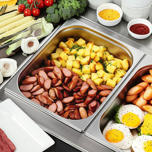 Scaldavivande Commerciale Stile Europeo 2/3 Dimensioni, Vaschette <span class=keywords><strong>Gastronorm</strong></span> in Acciaio Inox, Contenitore Metallico per Catering - Product Image 2